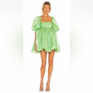 NWT SELKIE Puff Mini Dress in Avocado Medium Revolve